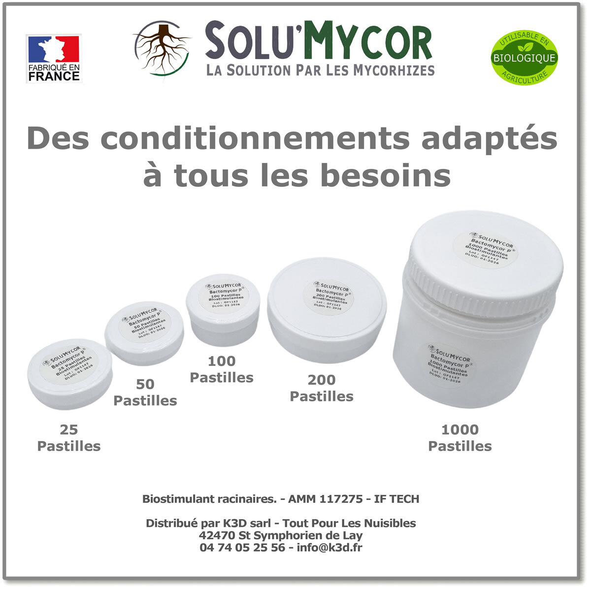 Pastilles biostimulantes MYCORHIZES et bactéries pour semis et plantation spécial Fleurs et graminées, SOLU