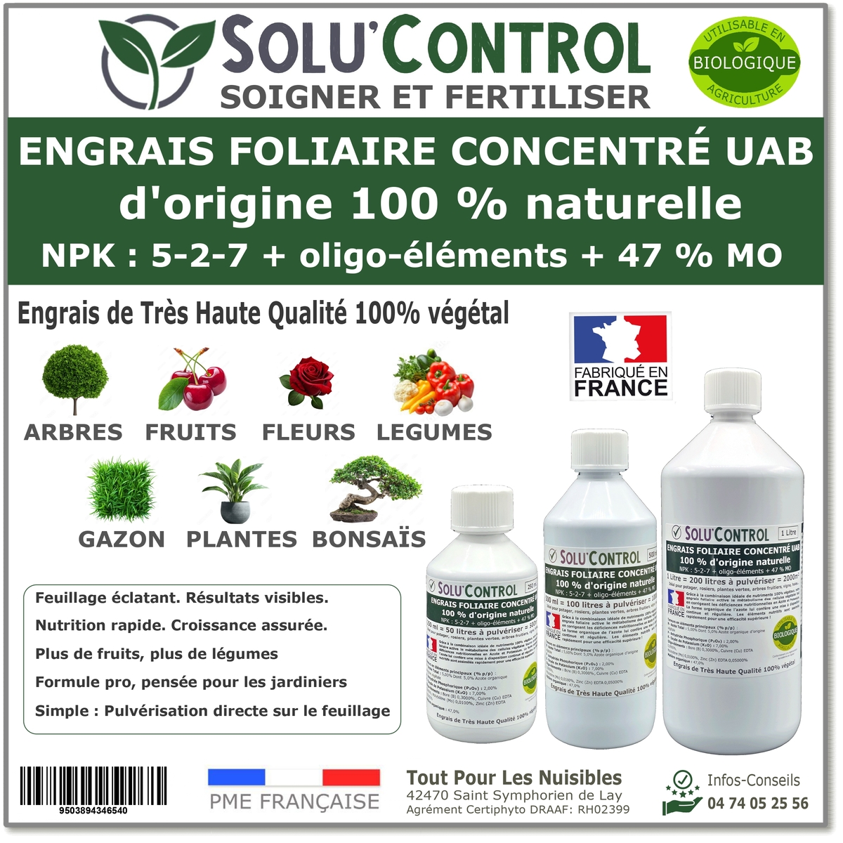 Engrais foliaire 100% naturel, Solu